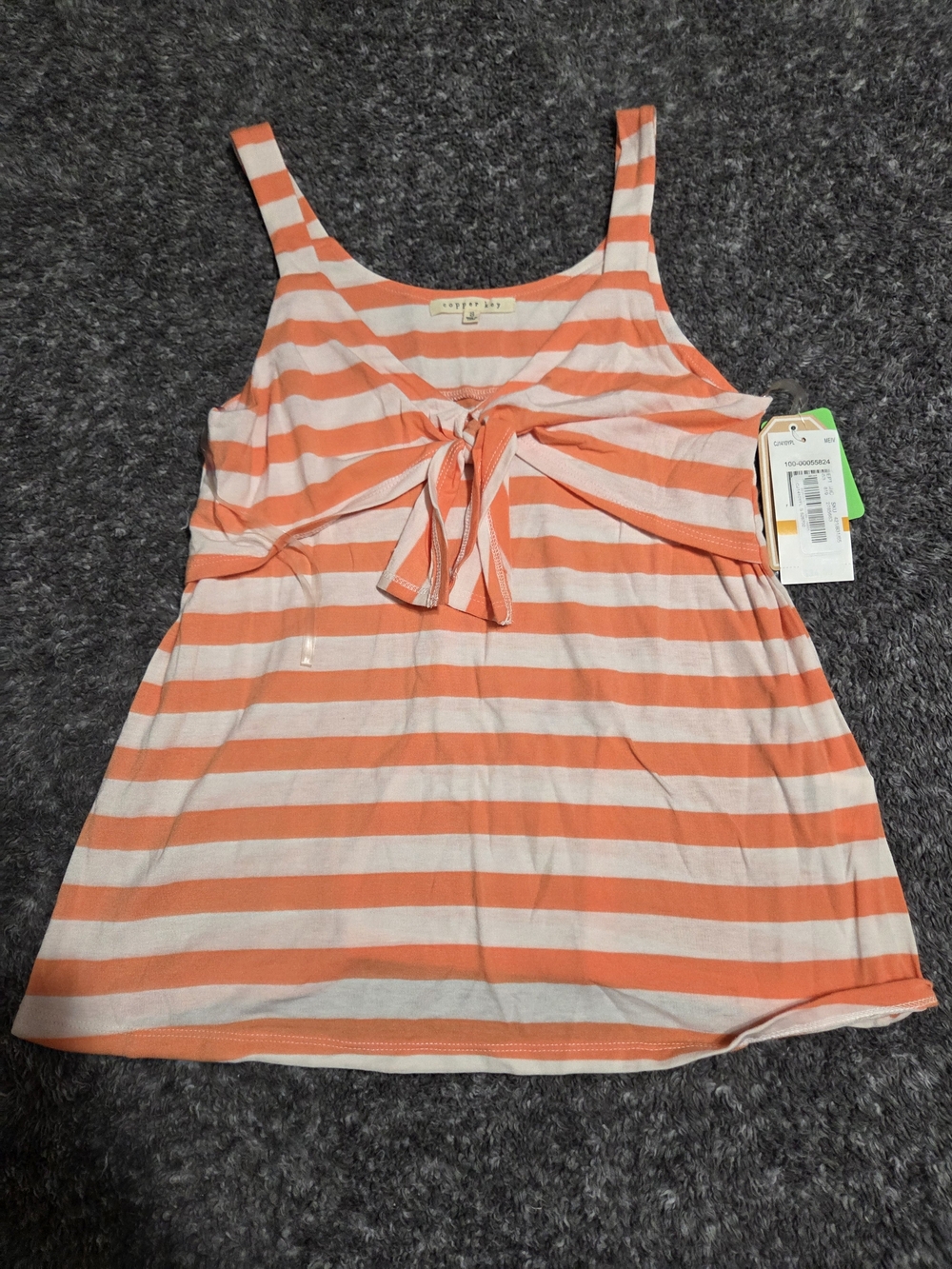 Copper Key Orange and White Striped Tank Top